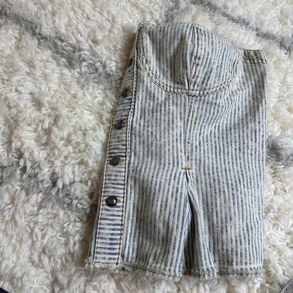 Pilcro by antropologie Striped Strapless Button-Down Blouse - Picture 9 of 12